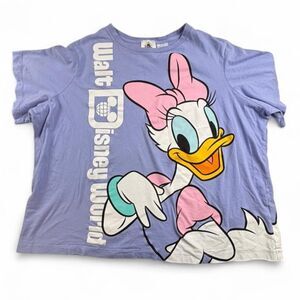 Disney Daisy Duck Graphic Tee Womens 1XL Purple Oversized Cartoon Shirt Plus